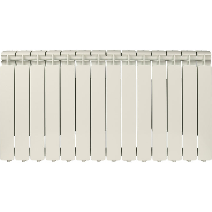 Радиатор алюминиевый секционный BRAVO 500 14 секции, нижнее правое подключение, белый STOUT