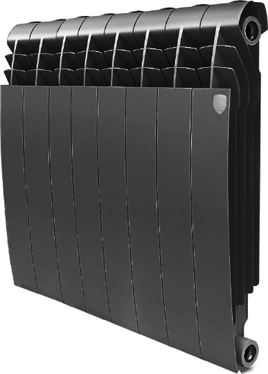 Радиатор биметаллический секционный Royal Thermo Biliner Noir Sable 500 8 секций, боковое подключение